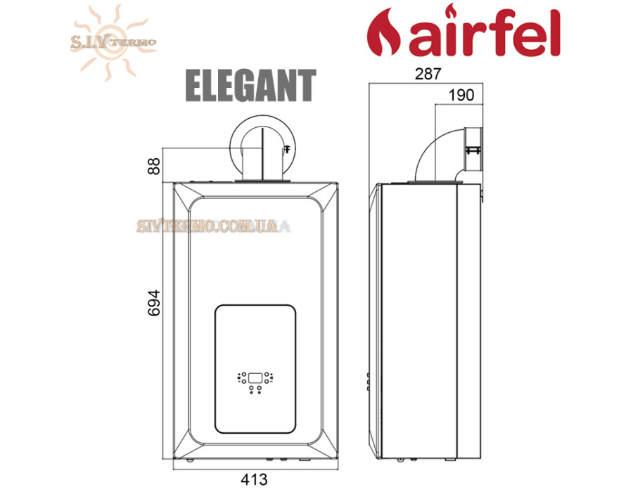 Настенный газовый котел Airfel ELEGANT 24 кВт ☼ Закрытая камера сгорания ☼ Два раздельных теплообменника ☼ Турция 