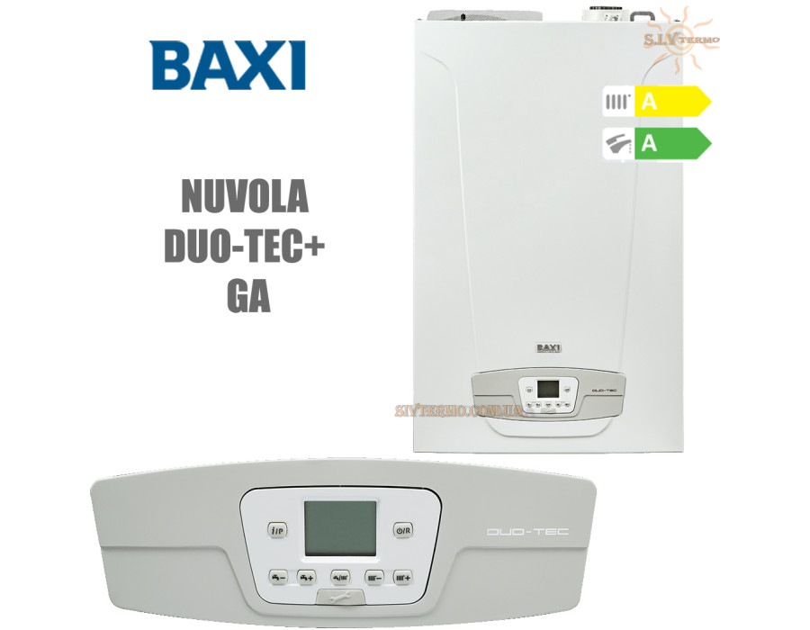 Настенный котел BAXI NUVOLA DUO-TEC+ 16 GA ✓ Стальной теплообменник ✓ Встроенный бойлер 45 л ✓ Конденсационный 1:7 ✓ Италия