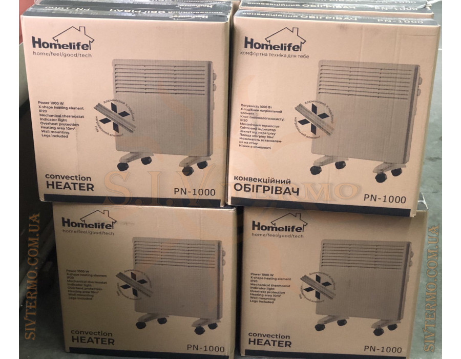 Электрический конвектор HomeLife ✓ PN-1000 ✓ 1000 Ватт ✓ Два режима работы ✓ Ножки и кронштейн в комплекте ✓ Площадь обогрева до 10 м.кв. ✓ Китай