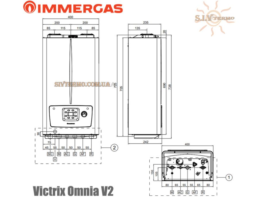 Газовый конденсационный котел IMMERGAS ✓ Victrix Omnia V2 ✓ 20-26 кВт ✓ Навесной ✓ Закрытая камера сгорания ✓ Раздельный теплообменник ✓ Италия