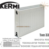 Радіатор сталевий Kermi FKO 33 тип 900x900 бокове підключення