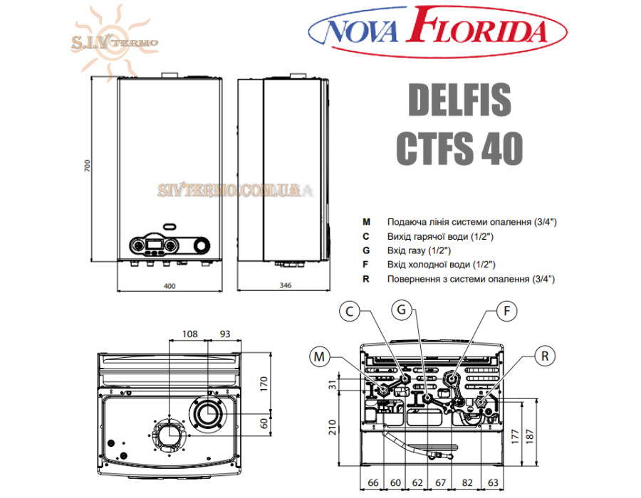 Настенный газовый котел Nova Florida DELFIS CTFS 40 ☼ Закрытая камера сгорания ☼ Два раздельных теплообменника ☼ Италия