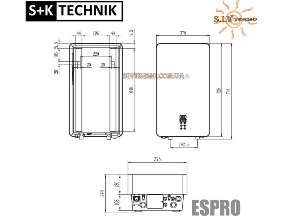 Котел електричний опалювальний TEKNIX ESPRO 15 kW ✓ Вбудований бак ✓ Вбудований насос із частотним регулюванням ✓ Тижневий програматор ✓ S PLUSZ K TECHNIK Угорщина