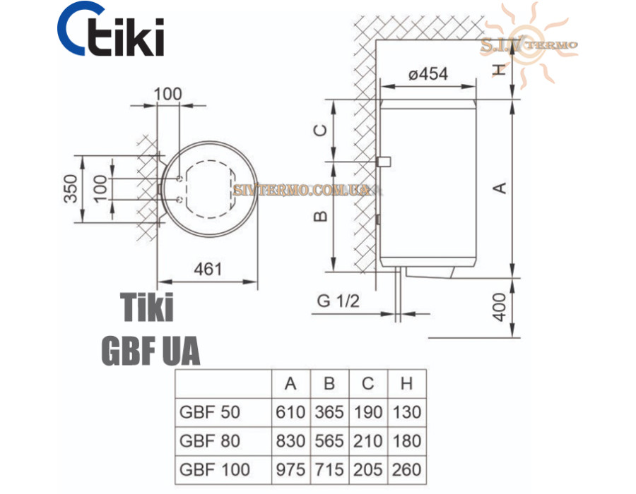 Бойлер Tiki ☼ GBF 50 UA ☼ Объем 50 литров ☼ Сухой ТЭН ☼ Вертикальный монтаж ☼ 2000 Вт ☼ Сербия