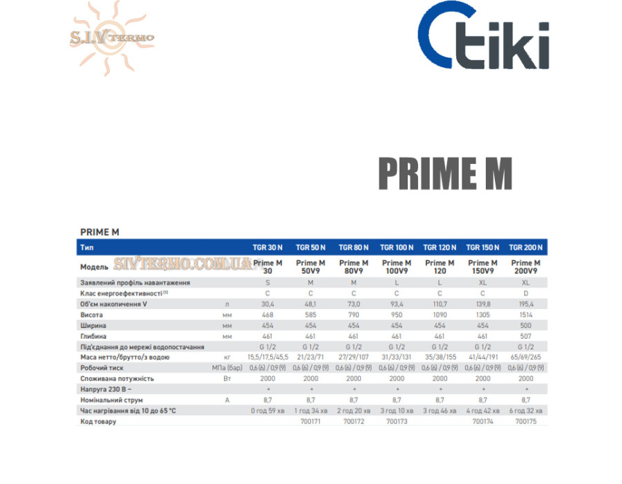 Бойлер Тики Prime M 120 ☼ Наружный регулятор температуры ☼ Объем 110,7 литров ☼ Накопительный ☼ Навесной ☼ 2000 Вт ☼ Сербия