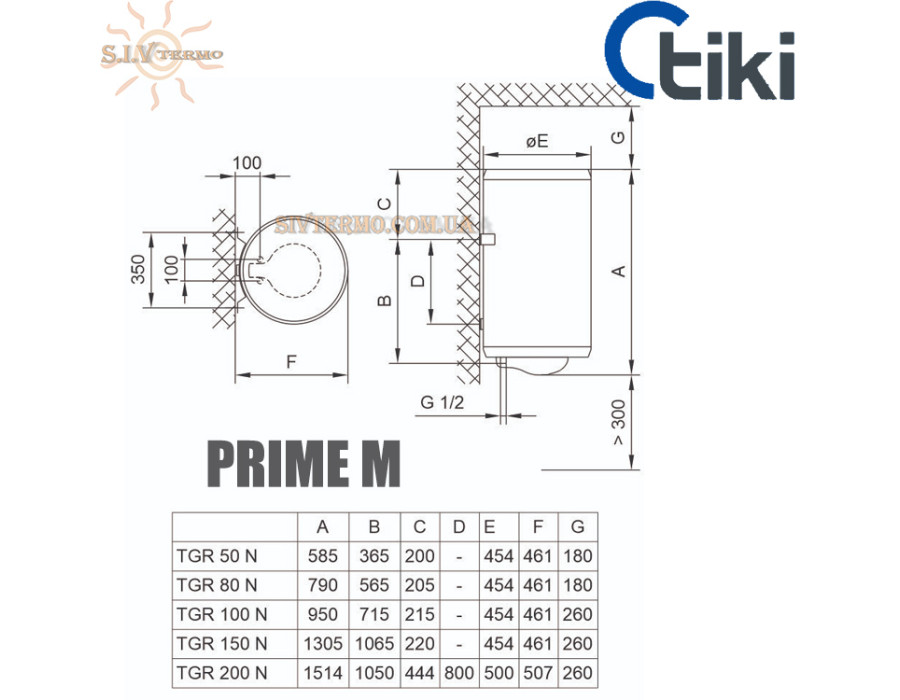 Бойлер Тики Prime M 120 ☼ Наружный регулятор температуры ☼ Объем 110,7 литров ☼ Накопительный ☼ Навесной ☼ 2000 Вт ☼ Сербия