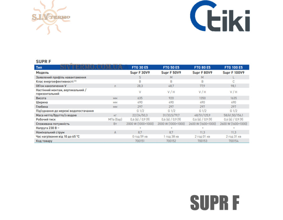 Бойлер Тики ☼ Supr F 100V9 ☼ Superb line ☼ Объем 98,1 литров ☼ Универсальный монтаж ☼ Плоский ☼ 2000 Вт ☼ Сербия