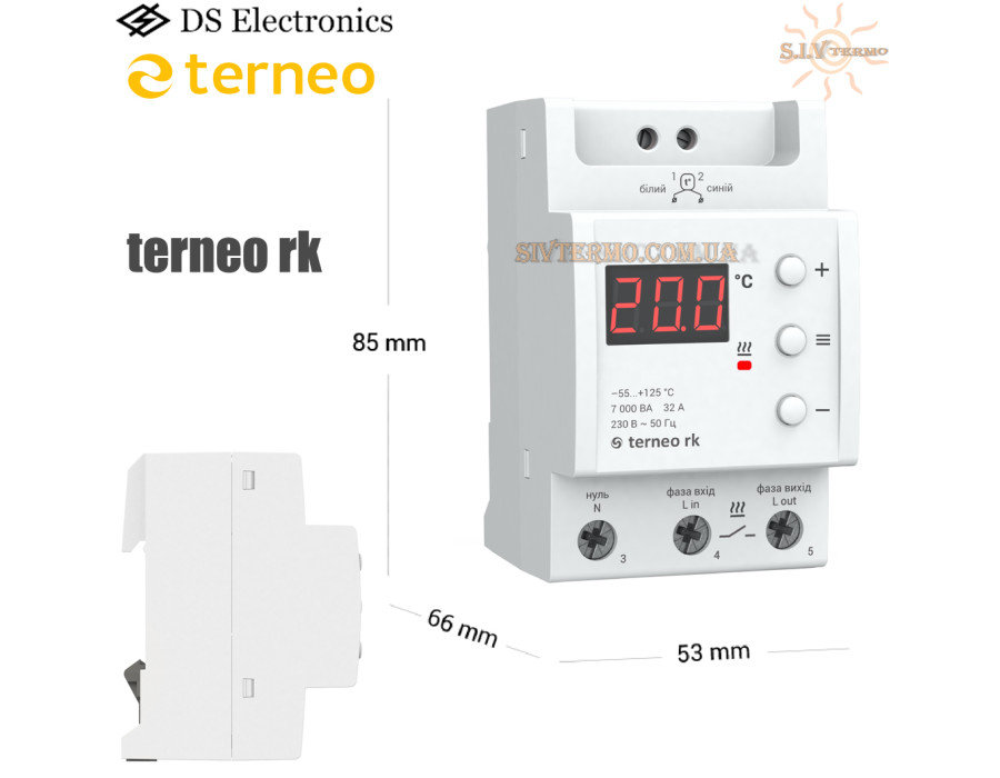 Terneo RK ✔ Цифровой ✔ Для больших мощностей ✔ 32А ✔ Универсальный с широкими пределами ✔ На DIN-рейке ✔ Тернео Украина