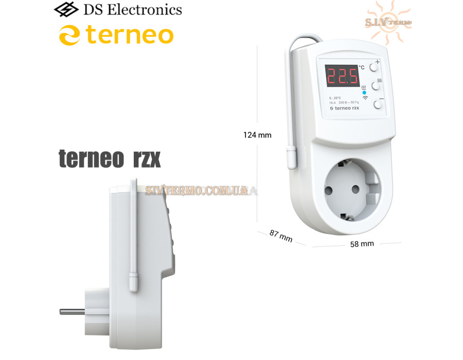 Terneo RZX ✔ Цифровой ✔ Wi-Fi ✔ 16А ✔ Для электрических нагревателей ✔ Для инфракрасных панелей ✔ Для конвекторов ✔ Тернео Украина