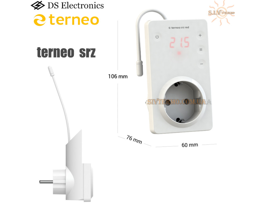 Terneo SRZ red ✔ Цифровая ✔ 16А ✔ Защита от детей ✔ Для охлаждения и вентиляции ✔ Тернео Украина