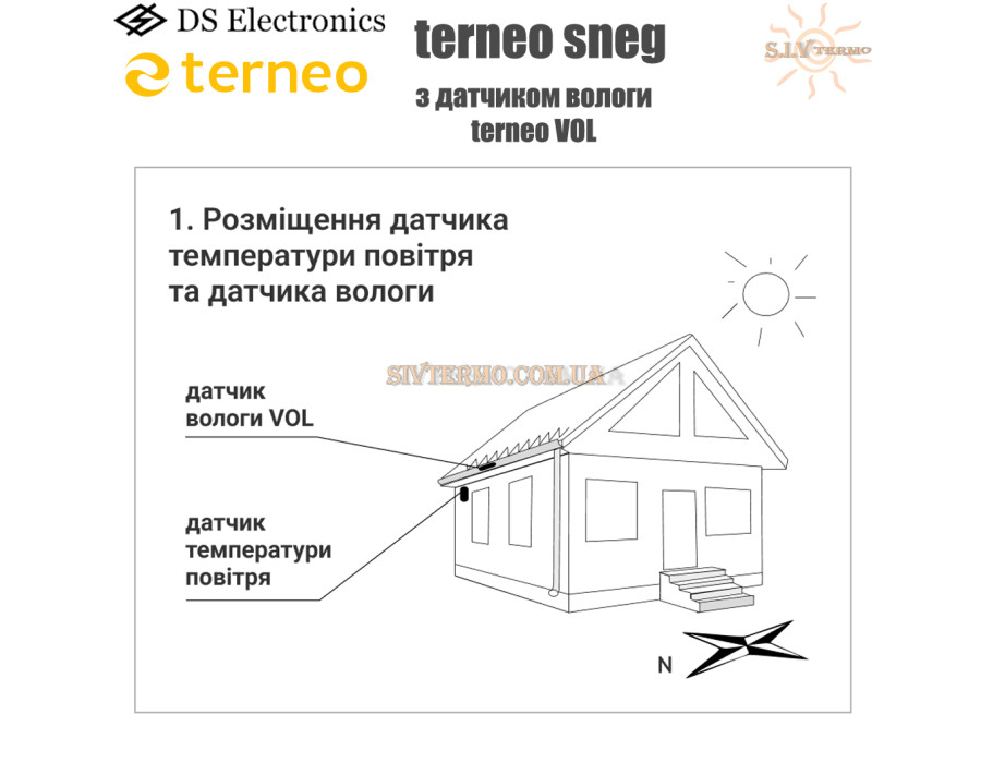 Terneo sneg + VOL ✔ Цифровой ✔ 16А ✔ Для систем снеготаяния ✔ C датчиком влаги VOL ✔ На DIN-рейке ✔ Тернео Украина