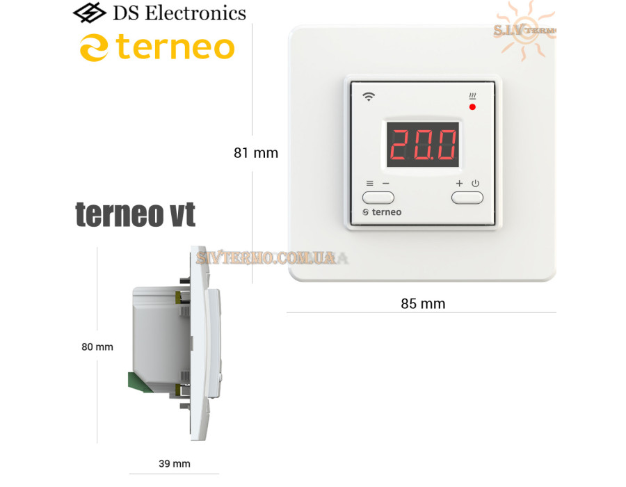 Terneo VT ✔ Цифровой ✔ Красная индикация ✔ Для инфракрасных панелей ✔ Для конвекторов ✔ Молочный ✔ Тернео Украина