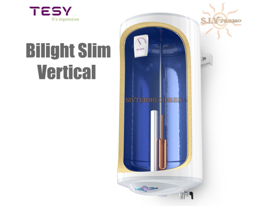 Бойлер TESY ☼ GCV 803520 B11 TSR ☼ Обсяг 80 літрів ☼ Серія Bilight Slim Vertical ☼ Накопичувальний ☼ Навісний ☼ 2000 Вт ☼ Болгарія