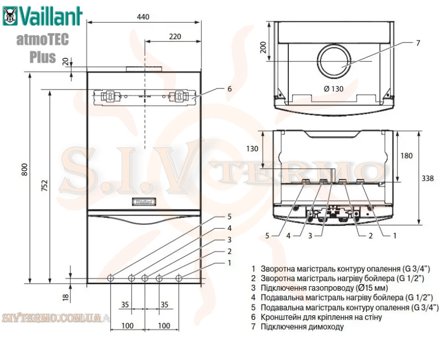 Настінний котел Vaillant atmoTEC ✓ Серія: Plus ✓ VU 240/5-5 ✓ Потужність: 24 кВт ✓ Один теплообмінник ✓ Одноконтурний ✓ Відкрита камера згоряння ✓ Німеччина – Словаччина