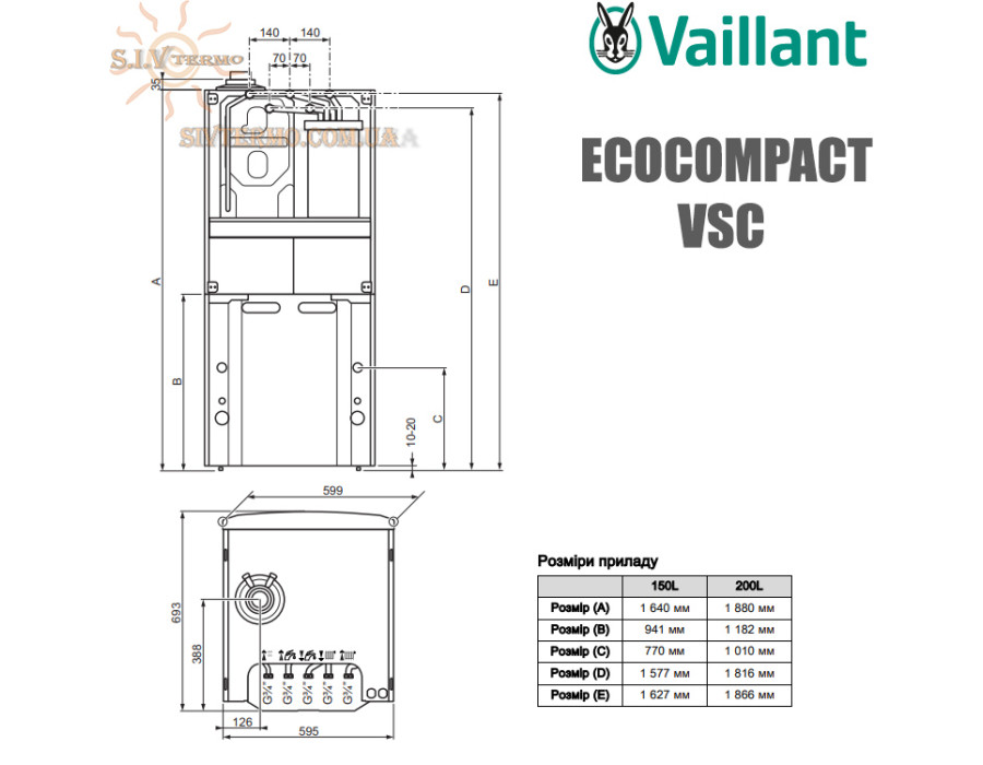 Настенный котел Vaillant ecoCOMPACT ✓ VSC 266/4-5 150 ✓ Конденсационный ✓ Двухконтурный ✓ Мощность: 27,1 кВт ✓ Напольный ✓ Германия