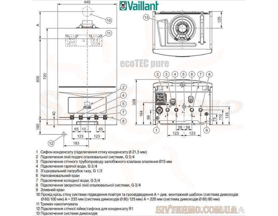 Настінний котел Vaillant ecoTEC ✓ Серія: Pure ✓ VUW 286/7-2 (H-INT IV) ✓ ГВП: 28,6 кВт ✓ Конденсаційний ✓ Модуляція роботи ✓ Два контури ✓ Німеччина