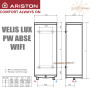 Бойлер Арістон ☼ VELIS LUX PW ABSE WIFI 100 ☼ Об'єм 80 літрів ☼ Колір сірий ☼ Установка: вертикальна, горизонтальна ☼ Плоский ☼ 2500 Вт ☼ Італія - Росія