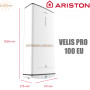 Бойлер Аристон ☼ VELIS PRO 100 EU ☼ 80 литров ☼  Эмалированый ТЭН ☼ Вертикальный/горизонтальный ☼ Плоский ☼ 3000 Вт ☼ Италия