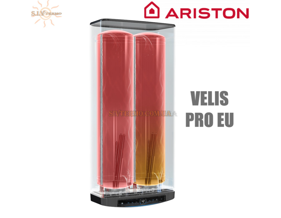 Бойлер Аристон ☼ VELIS PRO 100 EU ☼ 80 литров ☼  Эмалированый ТЭН ☼ Вертикальный/горизонтальный ☼ Плоский ☼ 3000 Вт ☼ Италия