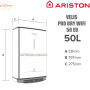 Бойлер Аристон ☼ VELIS PRO DRY WIFI 50 EU ☼ 45 литров ☼ Wi-Fi ☼ Сухой ТЭН ☼ Вертикальный/горизонтальный ☼ Плоский ☼ 3000 Вт ☼ Италия