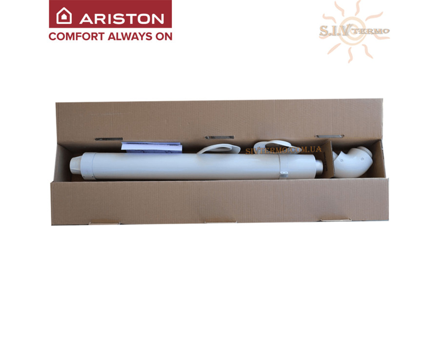 Комплект коаксіального димоходу Ariston ✓ Діаметр: 60/100 мм ✓ Для котлів Ariston із закритою камерою згоряння ✓ Італія