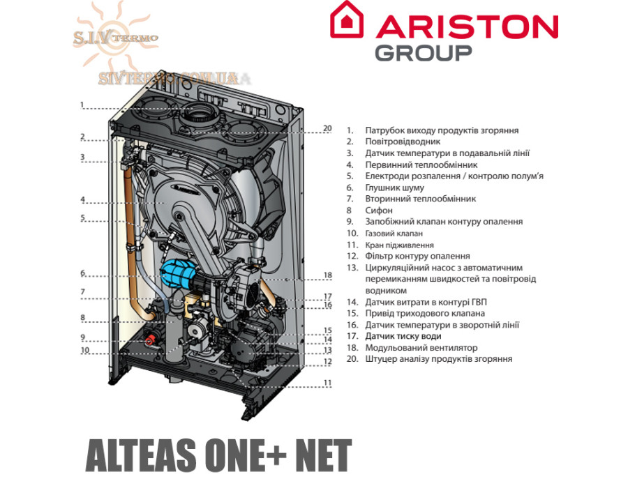 Настенный котел Ariston ALTEAS ONE+ NET 24 ✓ Конденсационный ✓ Двухконтурный ✓ Модуляция 1:10 ✓ Модулированный насос ✓ Италия