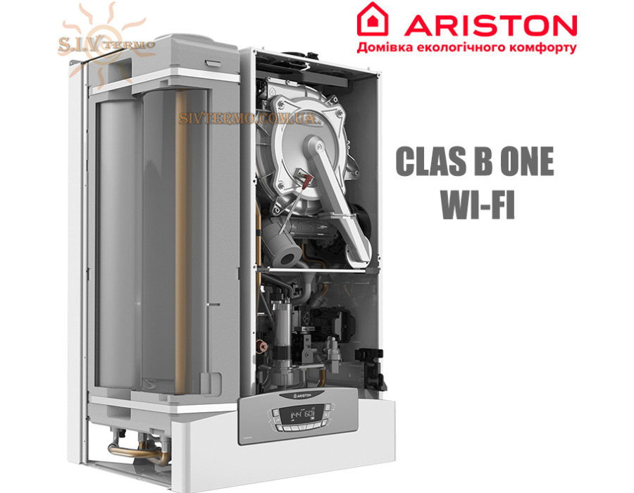 Настінний котел Ariston CLAS B ONE 24 WI-FI ✓ Конденсаційний ✓ Вбудований бойлер на 40 літрів ✓ Модуляція 1:8 ✓ Функції Auto, Comfort ✓ Італія