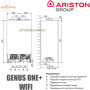 Настенный котел Ariston GENUS ONE+ WIFI 24 ✓ Конденсационный ✓ Двухконтурный ✓ Модуляция 1:10 ✓ Функции "АВТО", "КОМФОРТ" ✓ Италия