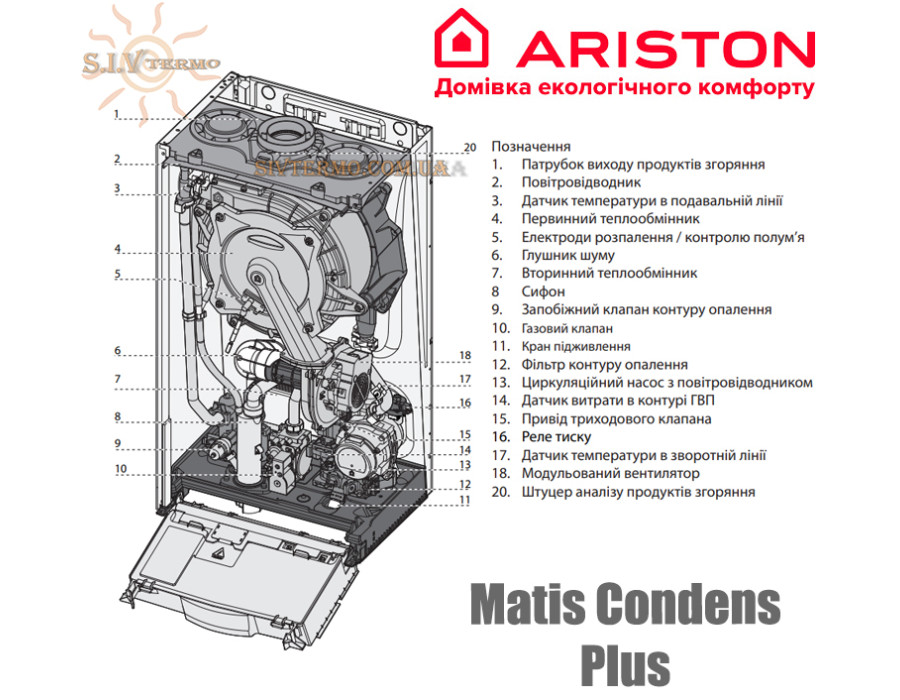 Настінний котел Ariston ✓ Matis Condens Plus ✓ Конденсаційний ✓ Двоконтурний ✓ Теплообмінник: Нержавіюча сталь ✓ Італія