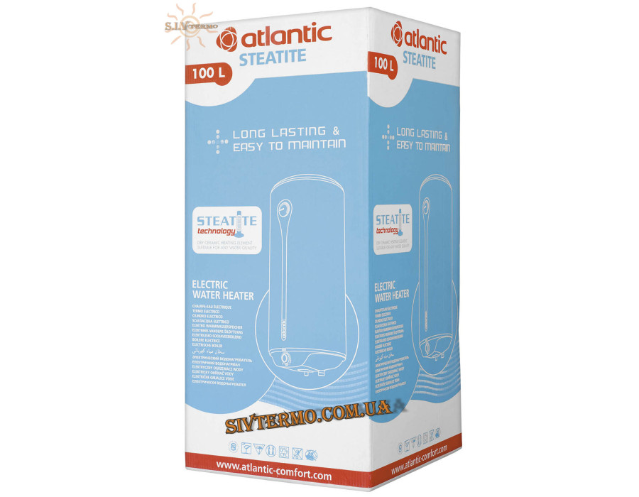 Бойлер Atlantic Steatite Ego 100 VM 100 D400-1-BC 1200W ✓ Обсяг 94,1 літрів ✓ Накопичувальний ✓ Навісний ✓ Україна