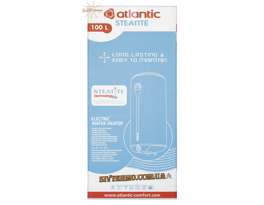 Бойлер Atlantic Steatite Ego 100 VM 100 D400-1-BC 1200W ✓ Обсяг 94,1 літрів ✓ Накопичувальний ✓ Навісний ✓ Україна