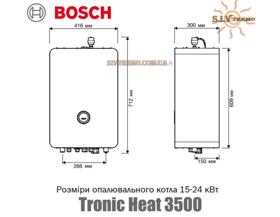 Котел електричний опалювальний Bosch Tronic Heat 3500 15 UA ErP ✓ Вбудований бак ✓ Вбудований насос з частотним регулюванням ✓ Чехія