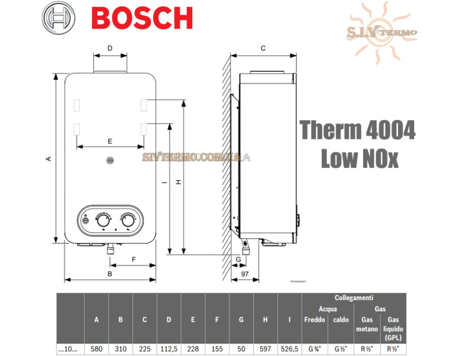 Газовый проточный водонагреватель BOSCH Therm 4004 Low NOx ✓ 7736506610 ✓ С модуляцией ✓ Технология Low NOx ✓ Португалия