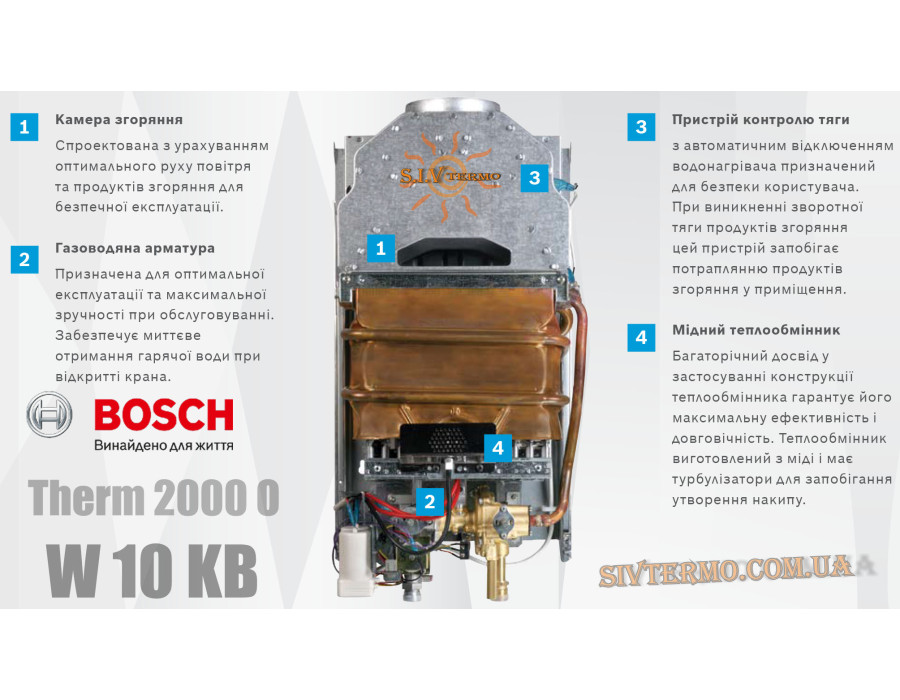 Газовый проточный водонагреватель BOSCH Therm 2000 O W 10 KB ✓ Португалия ✓ 7736500992