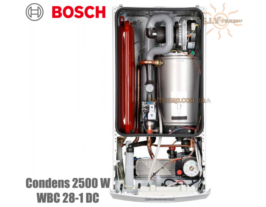 Настенный котел Bosch Condens 2500 W WBC 28-1 DC ✓ Модуляция 1:10 ✓ Отопление 24 кВт ✓ ГВС 30 кВт ✓ Двухконтурный ✓ Конденсационный 