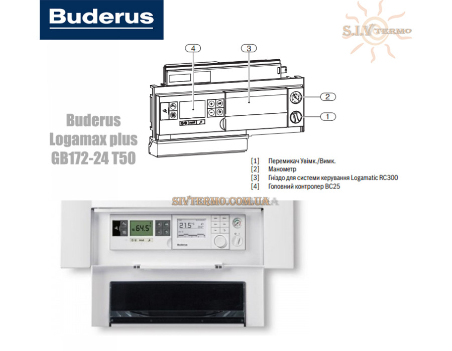 Настенный котел Buderus Logamax plus GB172-24T50 ✓ Цвет белый ✓ Модуляция 1:8 ✓ Отопление 24 кВт ✓ до 16,5 л/мин ✓ Двухконтурный ✓ Конденсационный 