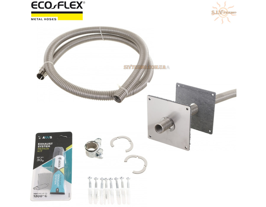 Комплект металлорукава для выхлопных систем Eco-Flex 200 см ✓ диаметр подключения 40 мм ✓ Герметичный металлорукав ✓ Нержавеющая сталь ✓ Харьков - Украина