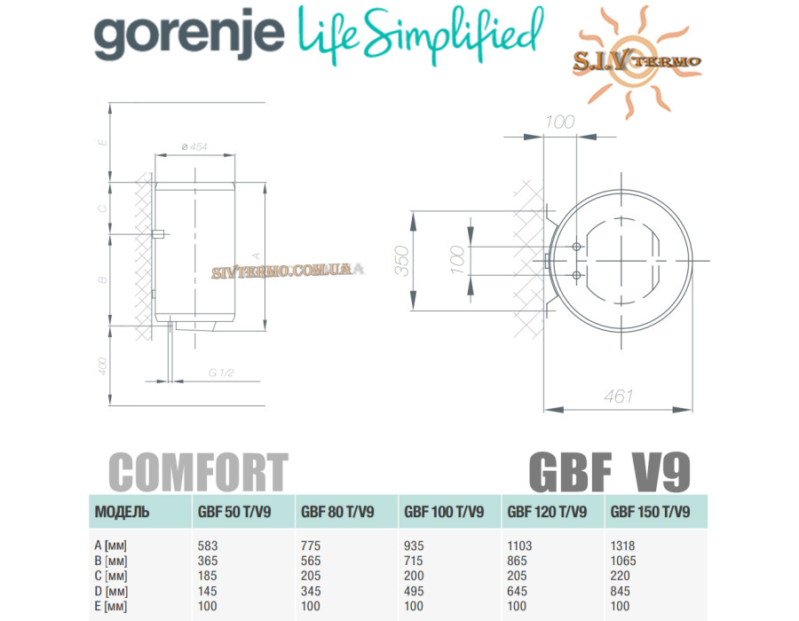 Бойлер Горение ☼ GBF 50 V9 ☼ Объем 50 литров ☼ Сухой ТЭН ☼ Вертикальный монтаж ☼ 2000 Вт ☼ Сербия