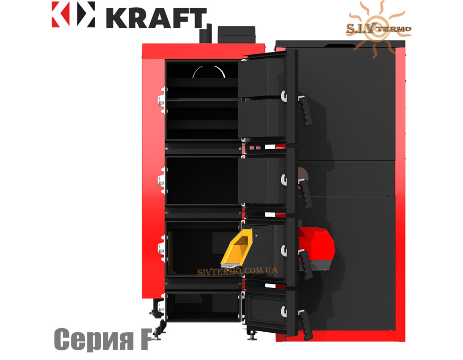Твердопаливний котел KRAFT 40 кВт ✓ Серія F ✓ Робота на пелетах ✓ Пальник факельного типу ✓ Можна топити: дровами, брикетом або вугіллям ✓ Чернігів