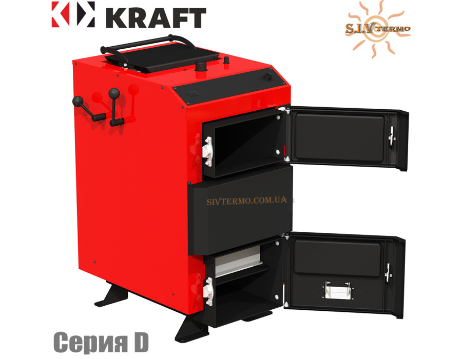 Шахтный твердотопливный котел KRAFT 25 кВт ✓ Серия D ✓ Стальной теплообменник 5 мм ✓ Топливо ОСНОВНОЕ: дрова ✓ Работает без электрики ✓ Чернигов