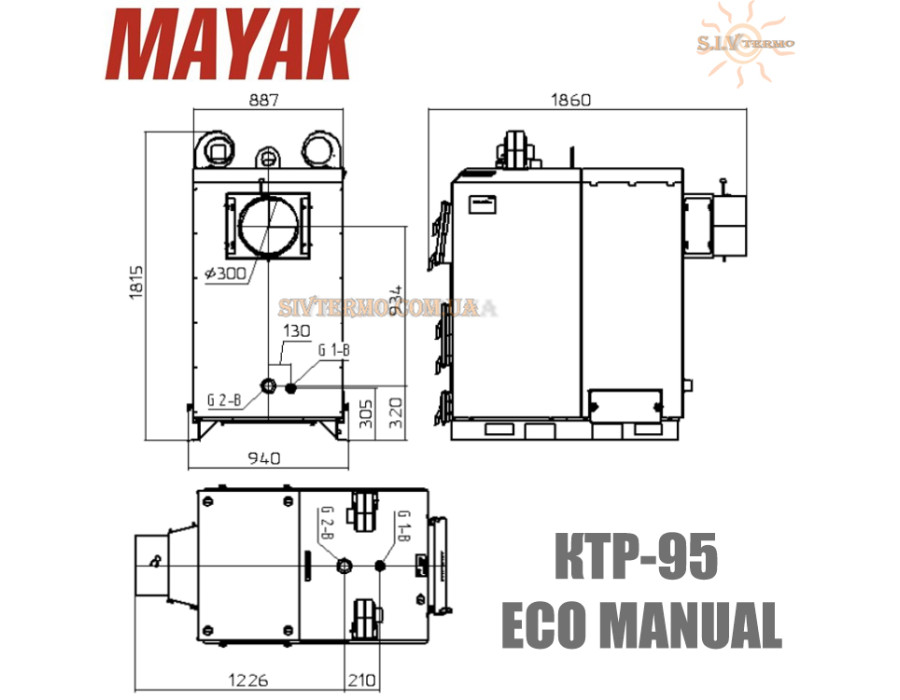 Котел твердотопливный Маяк КТР-95 ✓ Серия ECO MANUAL ✓ Стальной теплообменник 6 мм ✓ Длительное горение ✓ Маяк Змиев