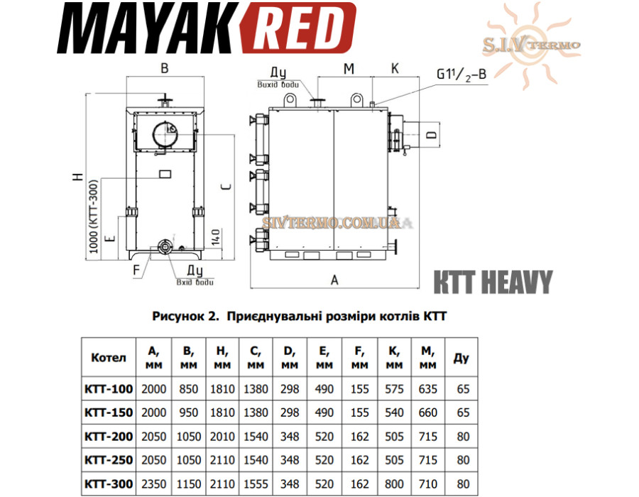 Котел твердопаливний Маяк КТТ-300 ✓ HEAVY ✓ Промисловий ✓ Сталевий теплообмінник ✓ Паливо: Дрова, торф, вугілля, брикети ✓ 6 мм ✓ Маяк Зміїв 