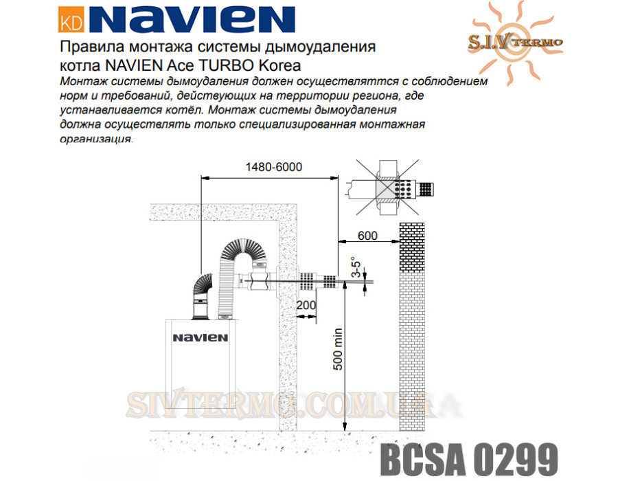 Комплект для системы дымоудаления Навьен BCSA 0299 ✓ Диаметр: 75/100 мм ✓ Для котлов NAVIEN с закрытой камерой сгорания ✓ Ace TURBO Korea ✓ Южная Корея