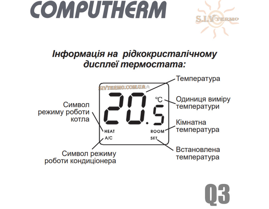 Комнатный программатор ✓ Computherm Q3 ✓ Цифровая регулировка ✓ от +10 до +30°C ✓ Точность измерения 0,2°C ✓ Венгрия - Китай 