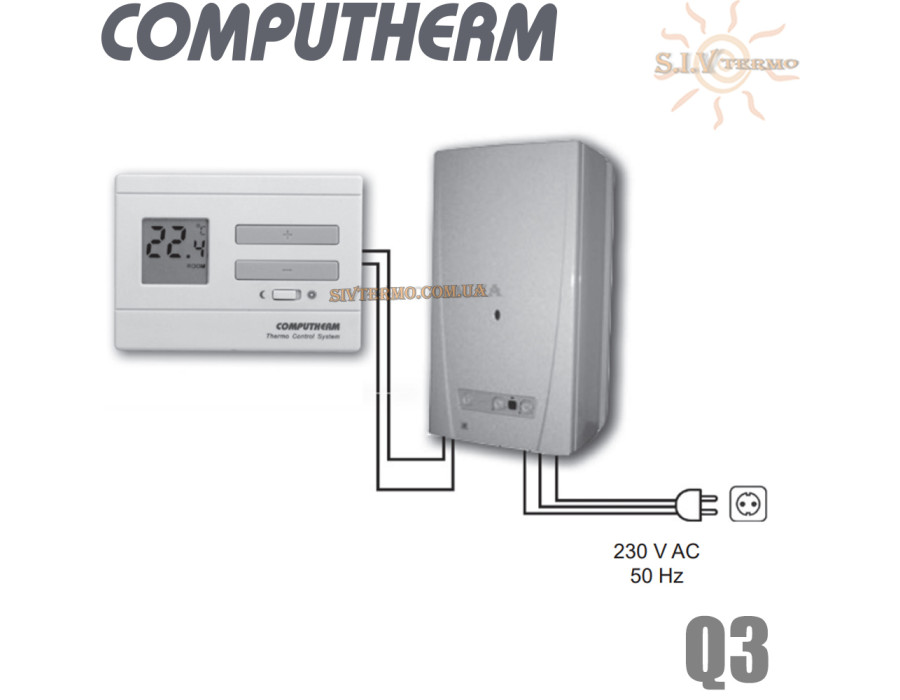 Комнатный программатор ✓ Computherm Q3 ✓ Цифровая регулировка ✓ от +10 до +30°C ✓ Точность измерения 0,2°C ✓ Венгрия - Китай 