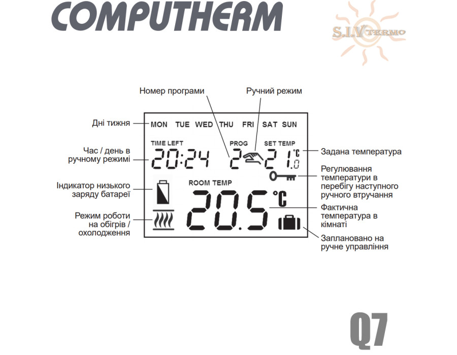 Комнатный терморегулятор ✓ Computherm Q7 ✓ Цифровая регулировка ✓ от +10 до +30°C ✓ Точность измерения 0,2°C ✓ Напряжение питания 2x1.5V (тип АА) ✓ Венгрия - Китай 