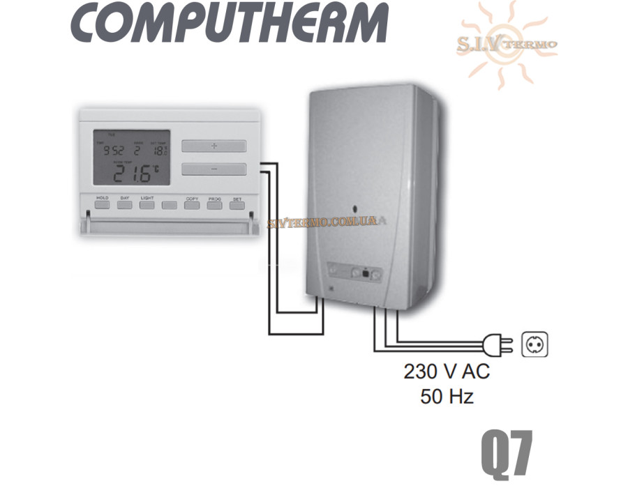 Комнатный терморегулятор ✓ Computherm Q7 ✓ Цифровая регулировка ✓ от +10 до +30°C ✓ Точность измерения 0,2°C ✓ Напряжение питания 2x1.5V (тип АА) ✓ Венгрия - Китай 