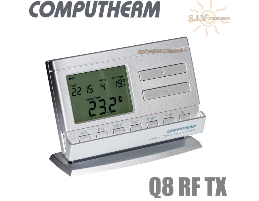 Беспроводной недельный терморегулятор ✓ Computherm Q8RF TX ✓ Цифровая регулировка ✓ от +10 до +30°C ✓ Точность измерения 0,2°C ✓ Напряжение 2x1.5V (тип АА) ✓ Венгрия - Китай 