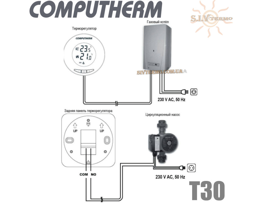Комнатный терморегулятор ✓ Computherm T30 ✓ Цифровая регулировка ✓ от +10 до +30°C ✓ Точность измерения 0,5°C ✓ Питания 2x1.5V (тип ААА) ✓ Венгрия - Турция