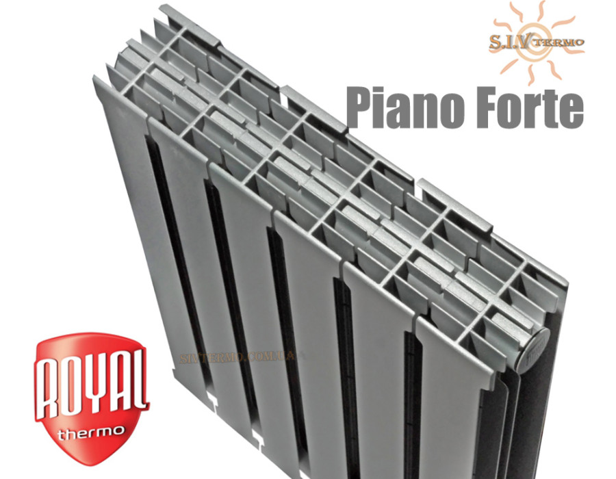 Біметалічний радіатор 4 секції ✓ PianoForte 500 ✓ Білий ✓ Дизайн-радіатор ✓ Глибина секції 100 мм ✓ Підключення бічне ✓ Royal Thermo ✓ Італія
